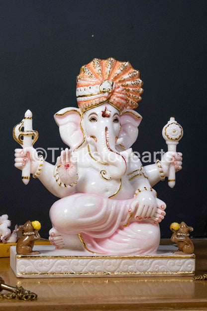 Lord Ganesha 18" Vietnam Pure White Marble Idol