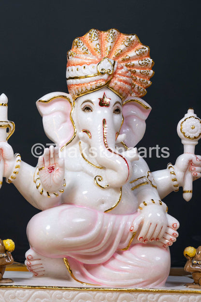 Lord Ganesha 18" Vietnam Pure White Marble Idol