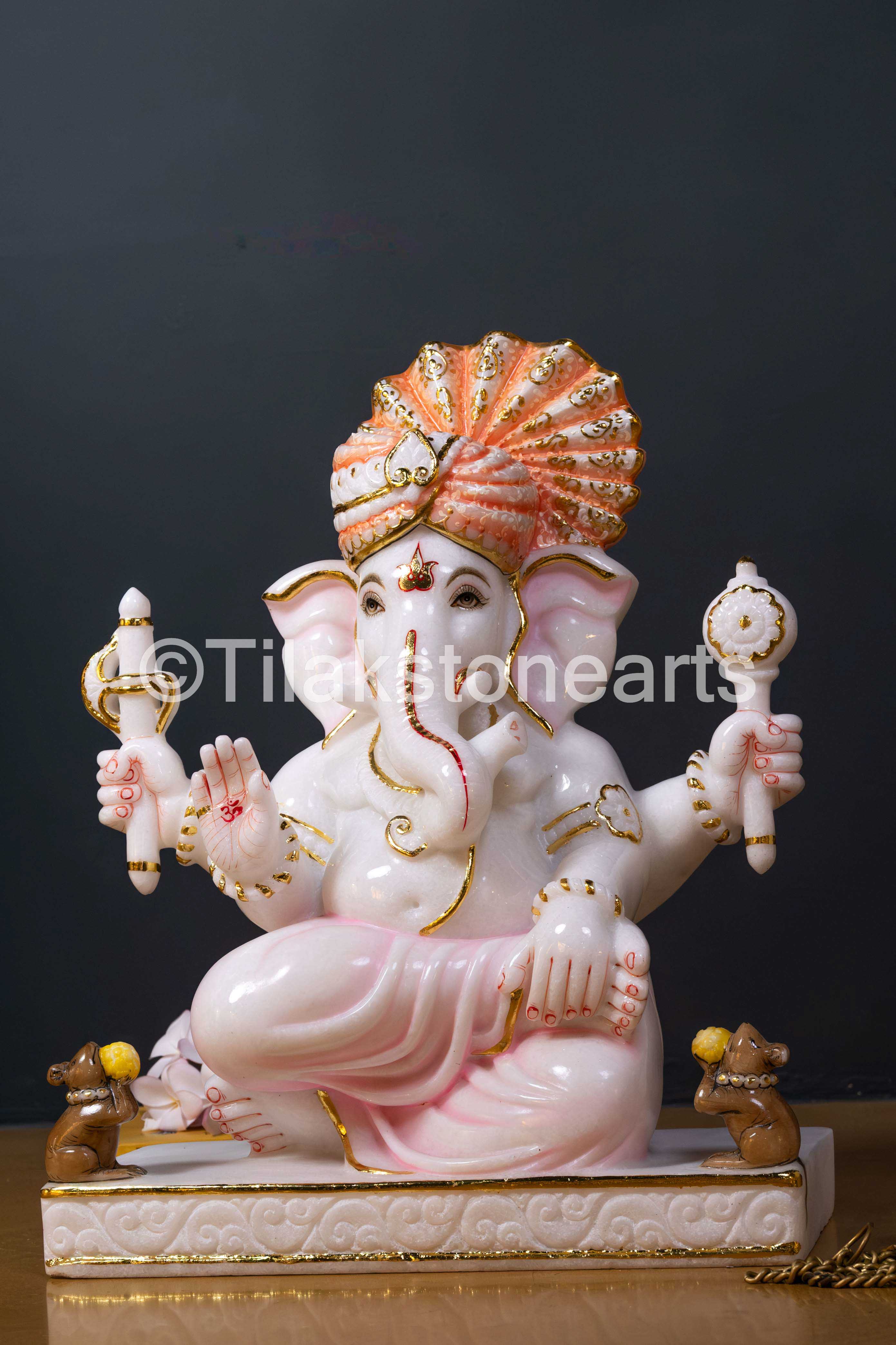 Lord Ganesha 18" Vietnam Pure White Marble Idol
