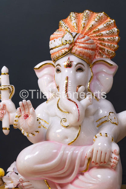 Lord Ganesha 18" Vietnam Pure White Marble Idol