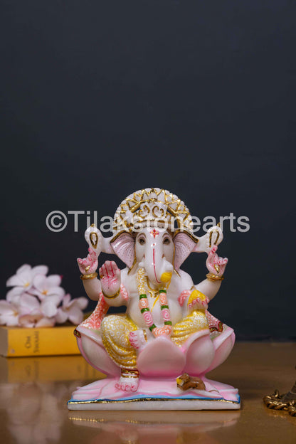 Lord Ganesha 7" Vietnam Pure White Marble Idol