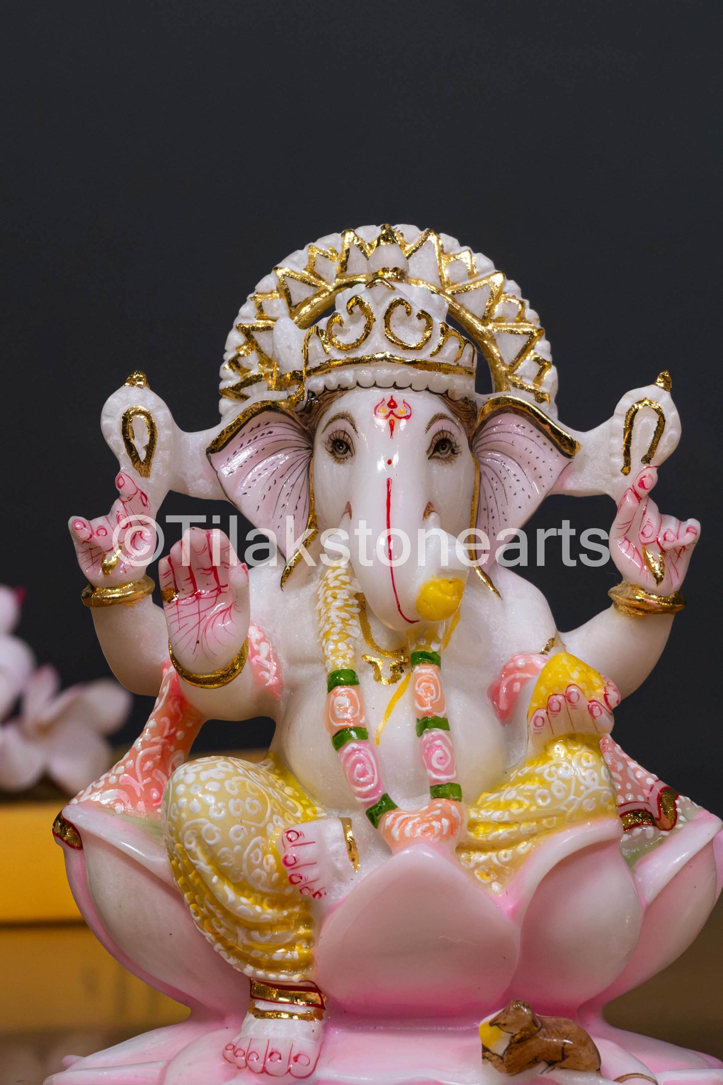 Lord Ganesha 7" Vietnam Pure White Marble Idol