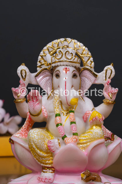 Lord Ganesha 7" Vietnam Pure White Marble Idol