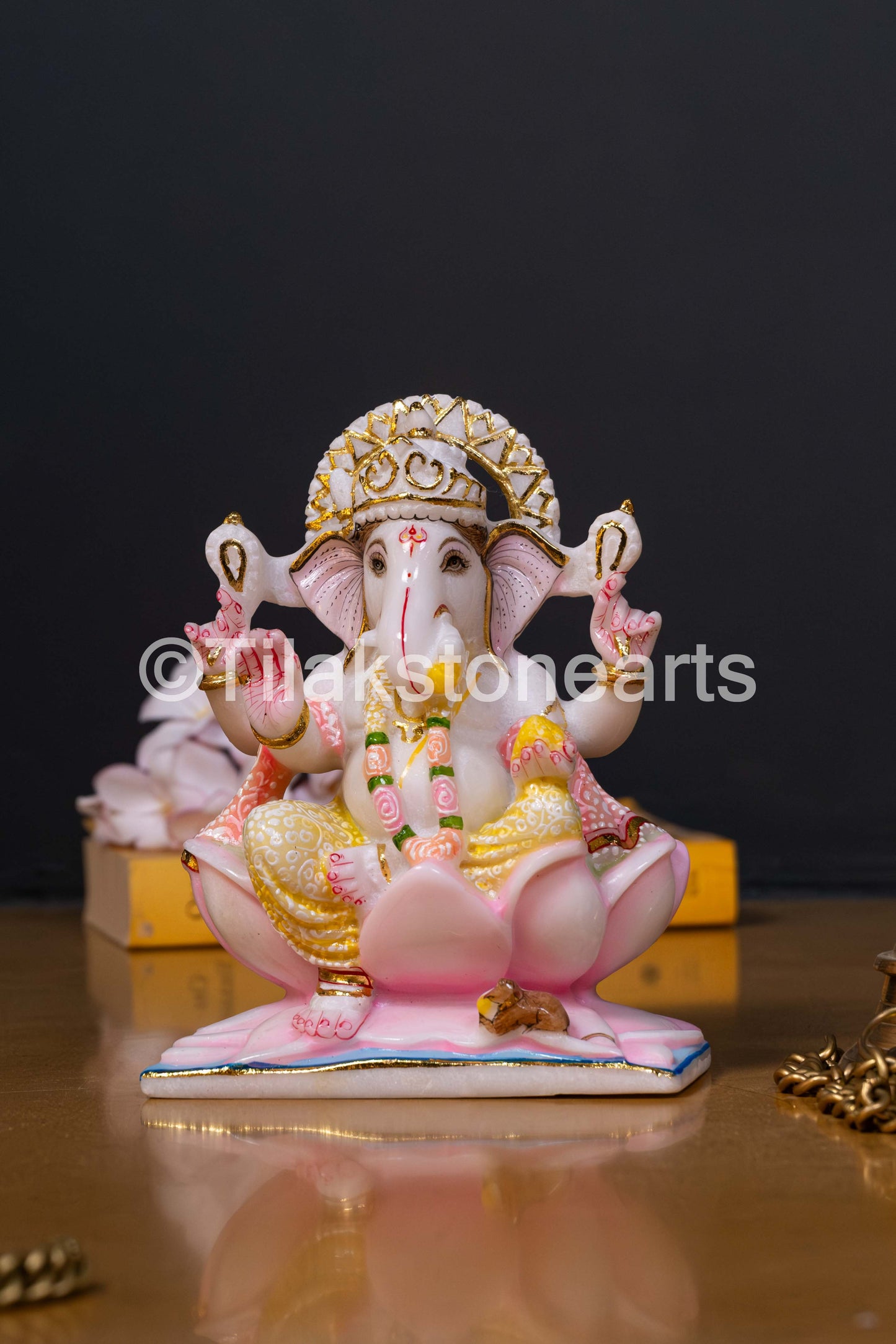 Lord Ganesha 7" Vietnam Pure White Marble Idol