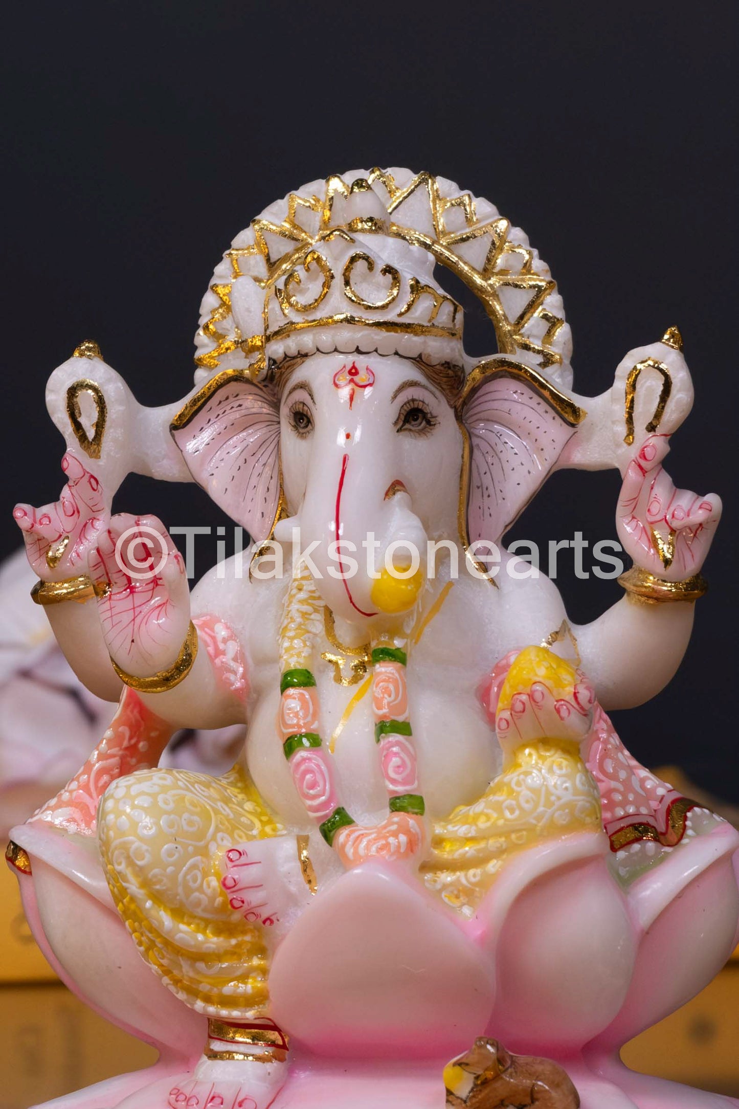 Lord Ganesha 7" Vietnam Pure White Marble Idol