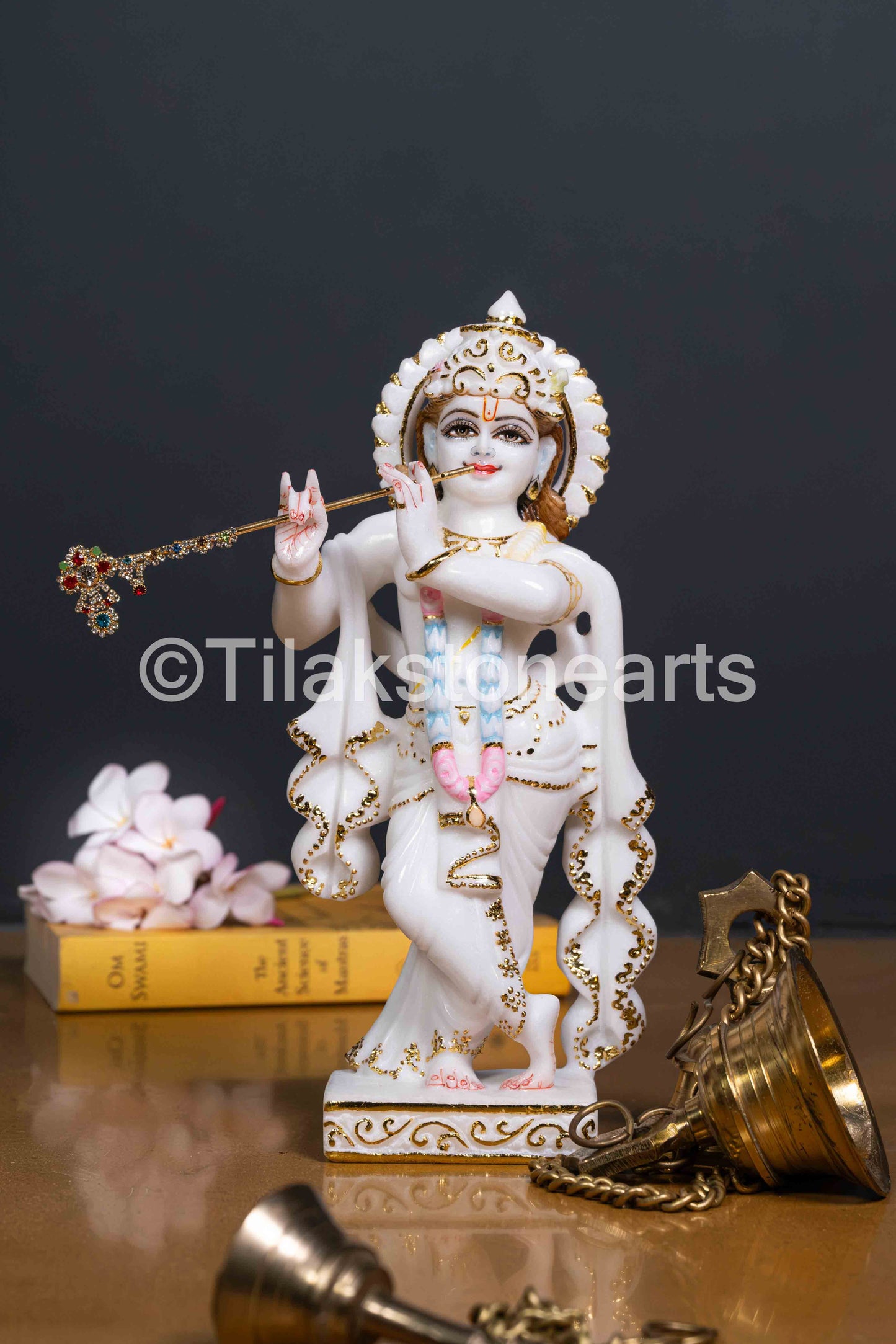Radha Krishna Pair 11" Vietnam Pure White Marble Idol