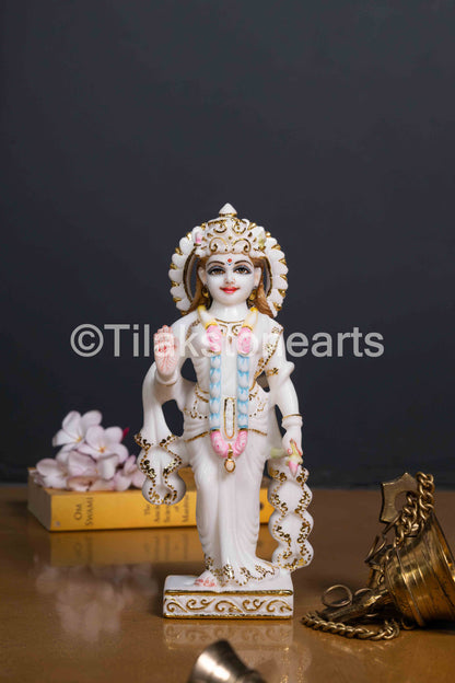 Radha Krishna Pair 11" Vietnam Pure White Marble Idol