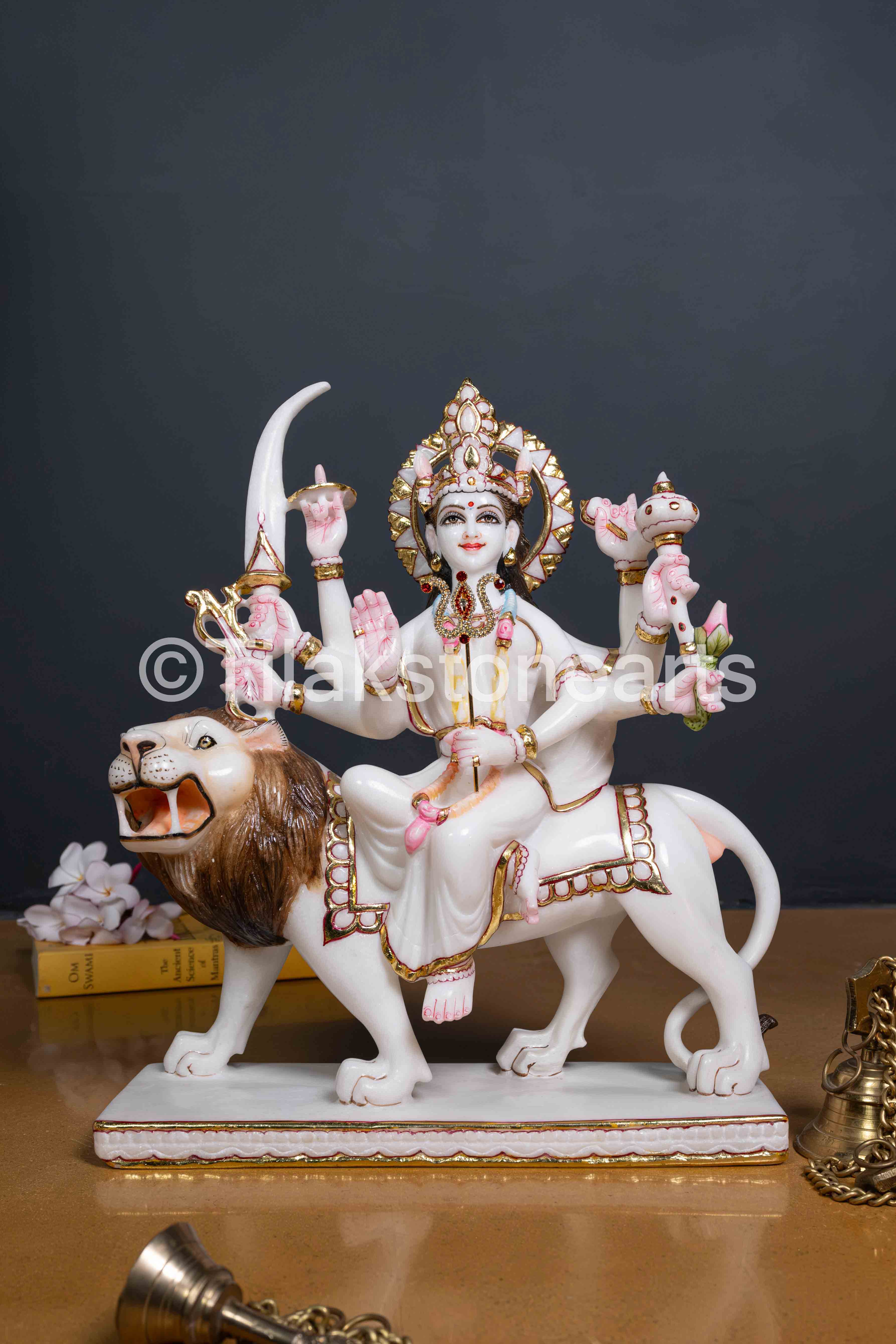 Durga Mata Idol 15" Vietnam Pure White Marble