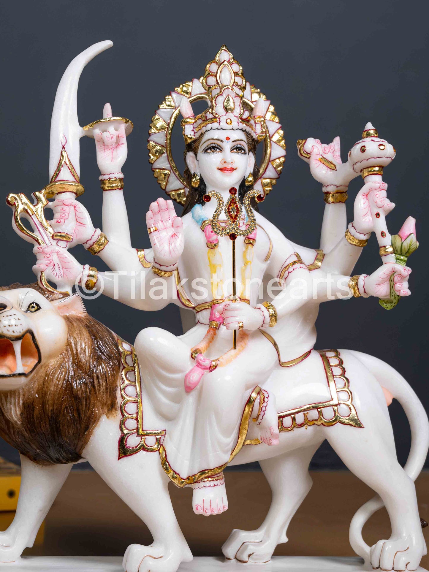 Durga Mata Idol 15" Vietnam Pure White Marble
