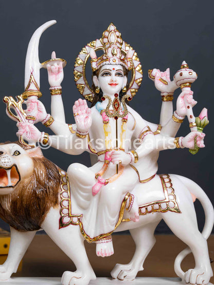 Durga Mata Idol 15" Vietnam Pure White Marble