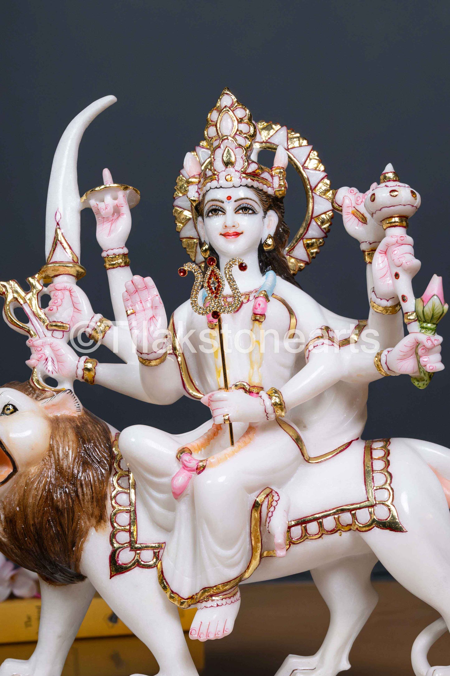 Durga Mata Idol 15" Vietnam Pure White Marble