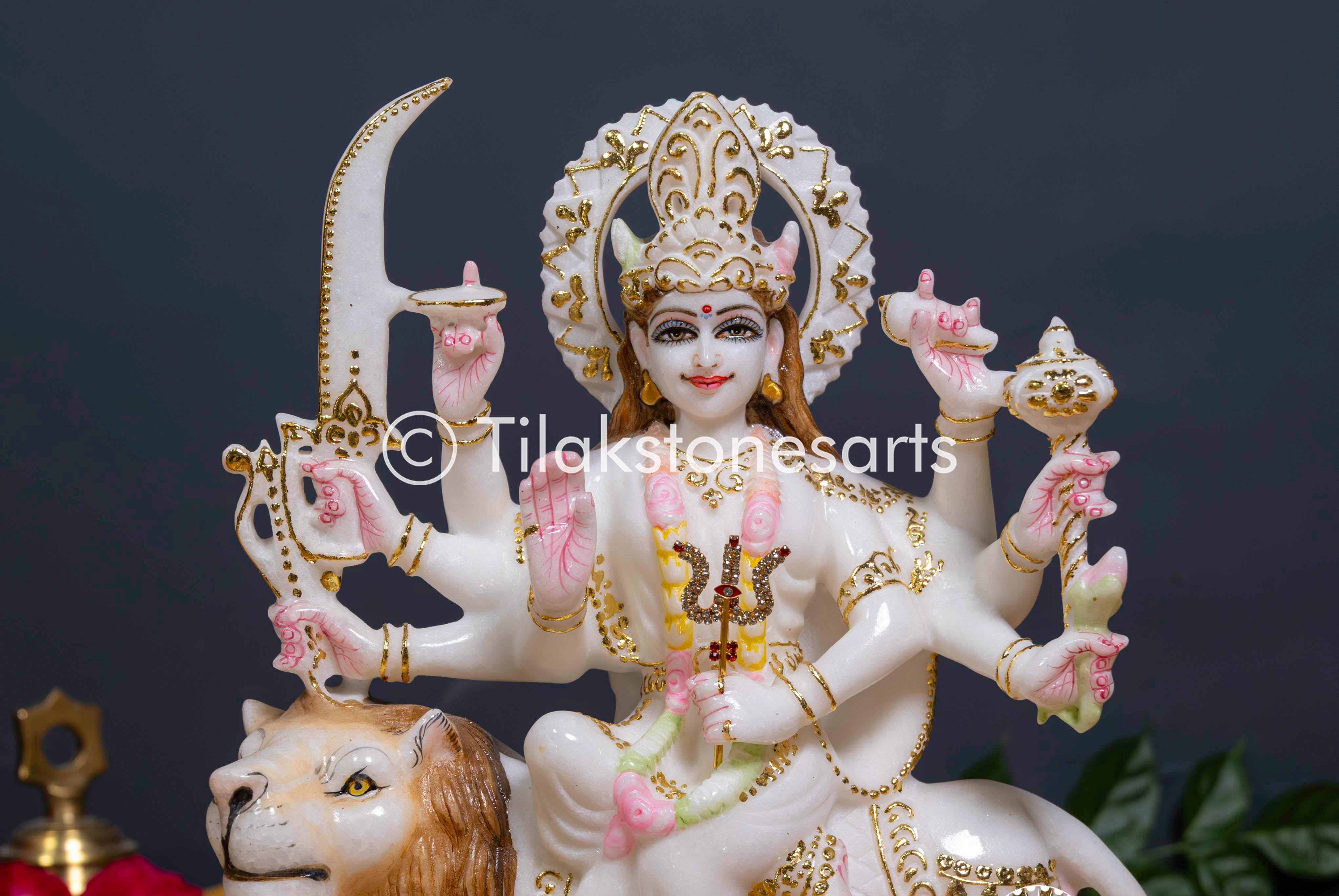 Durga Mata 12" Vietnam Pure White Marble Idol