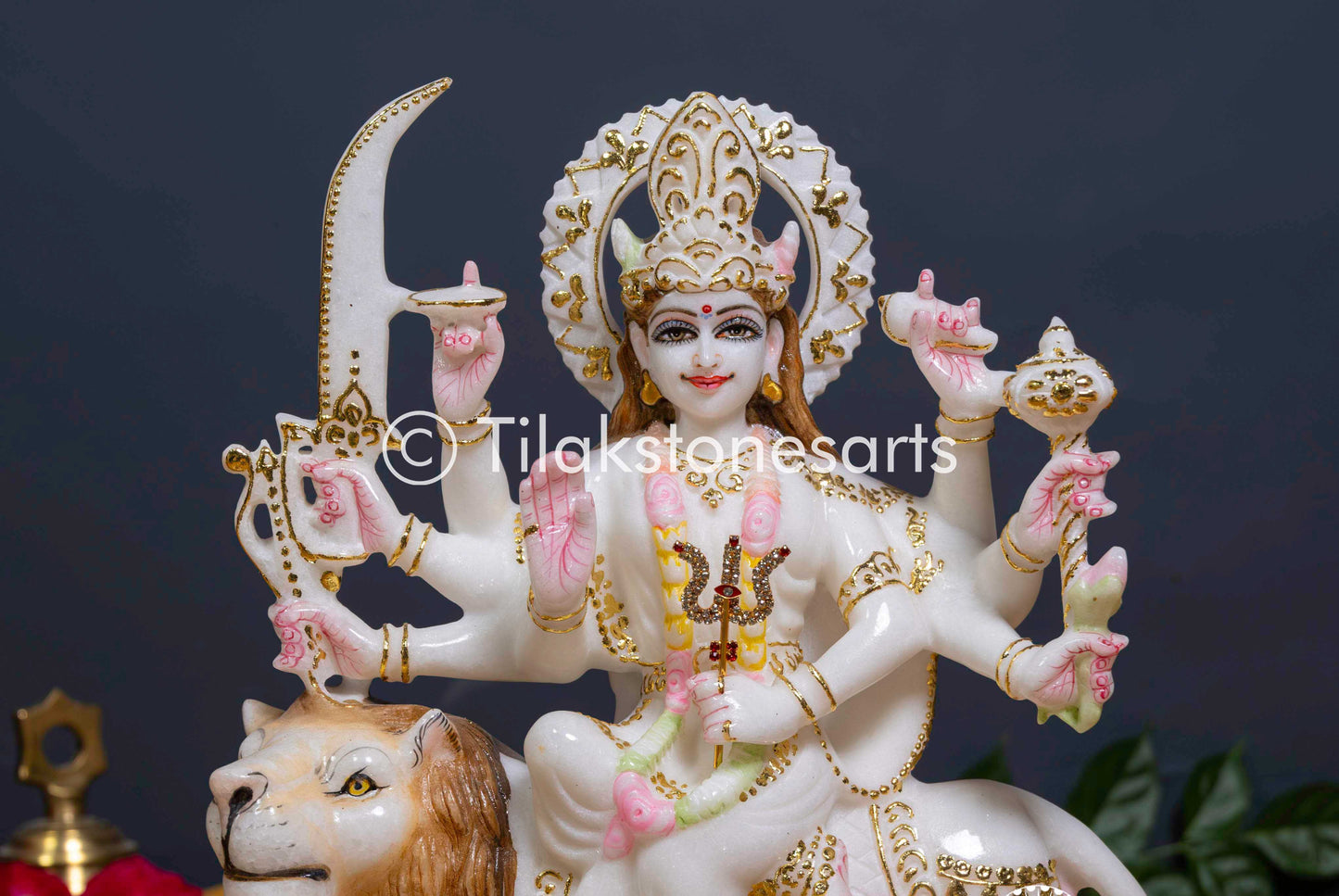 Durga Mata 12" Vietnam Pure White Marble Idol
