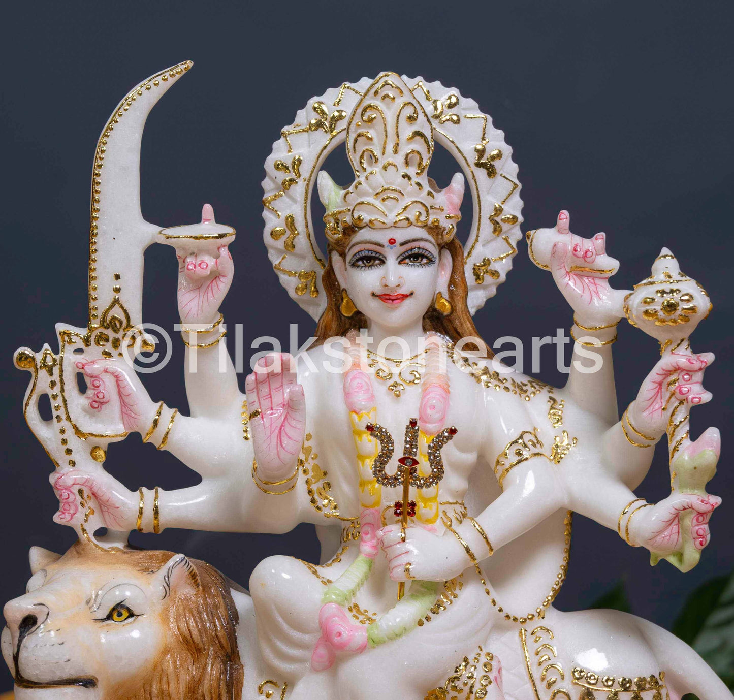 Durga Mata 12" Vietnam Pure White Marble Idol