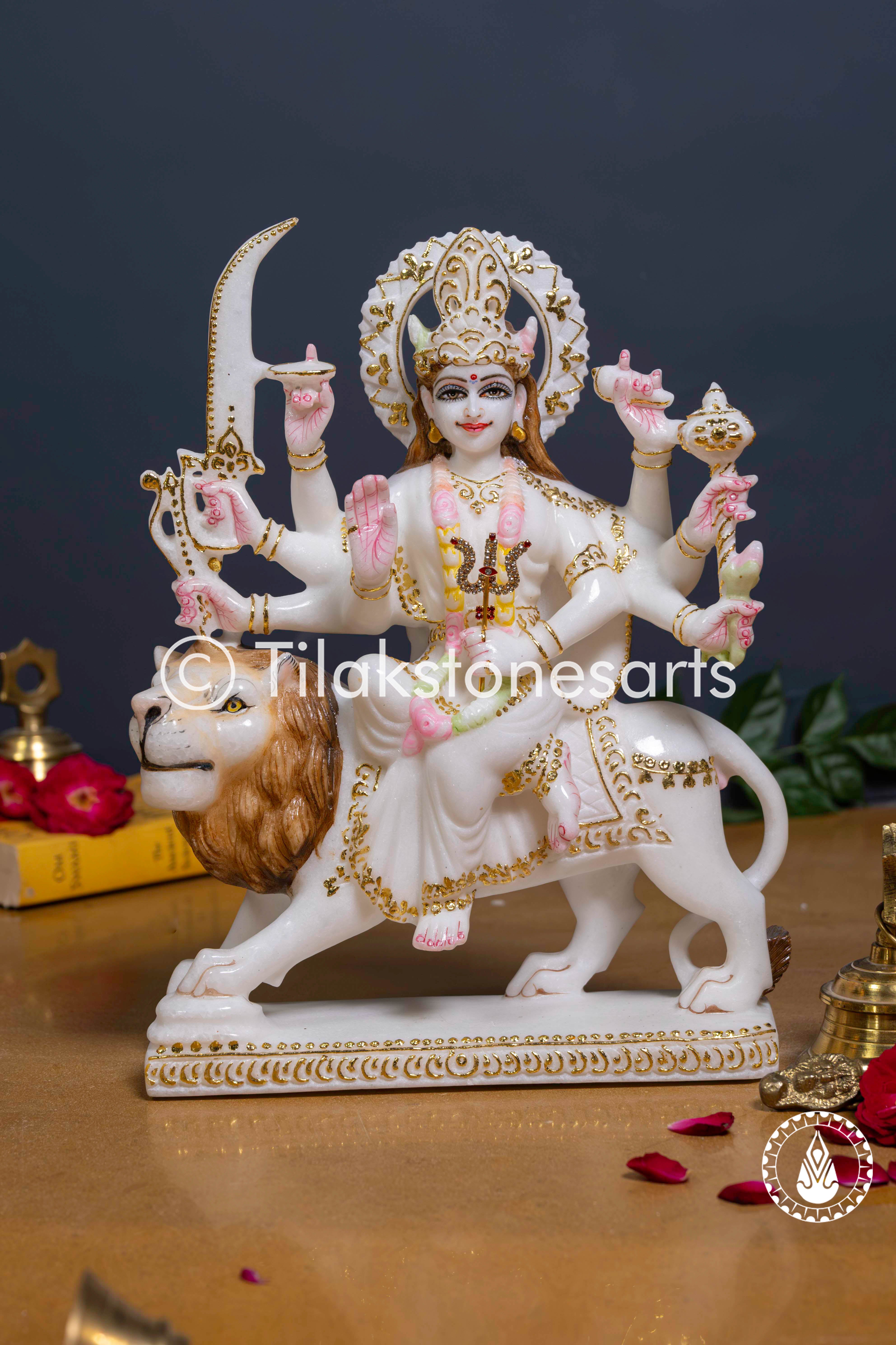 Durga Mata 12" Vietnam Pure White Marble Idol