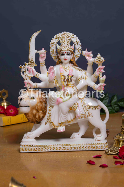 Durga Mata 12" Vietnam Pure White Marble Idol