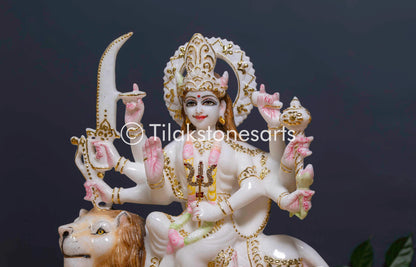 Durga Mata 12" Vietnam Pure White Marble Idol