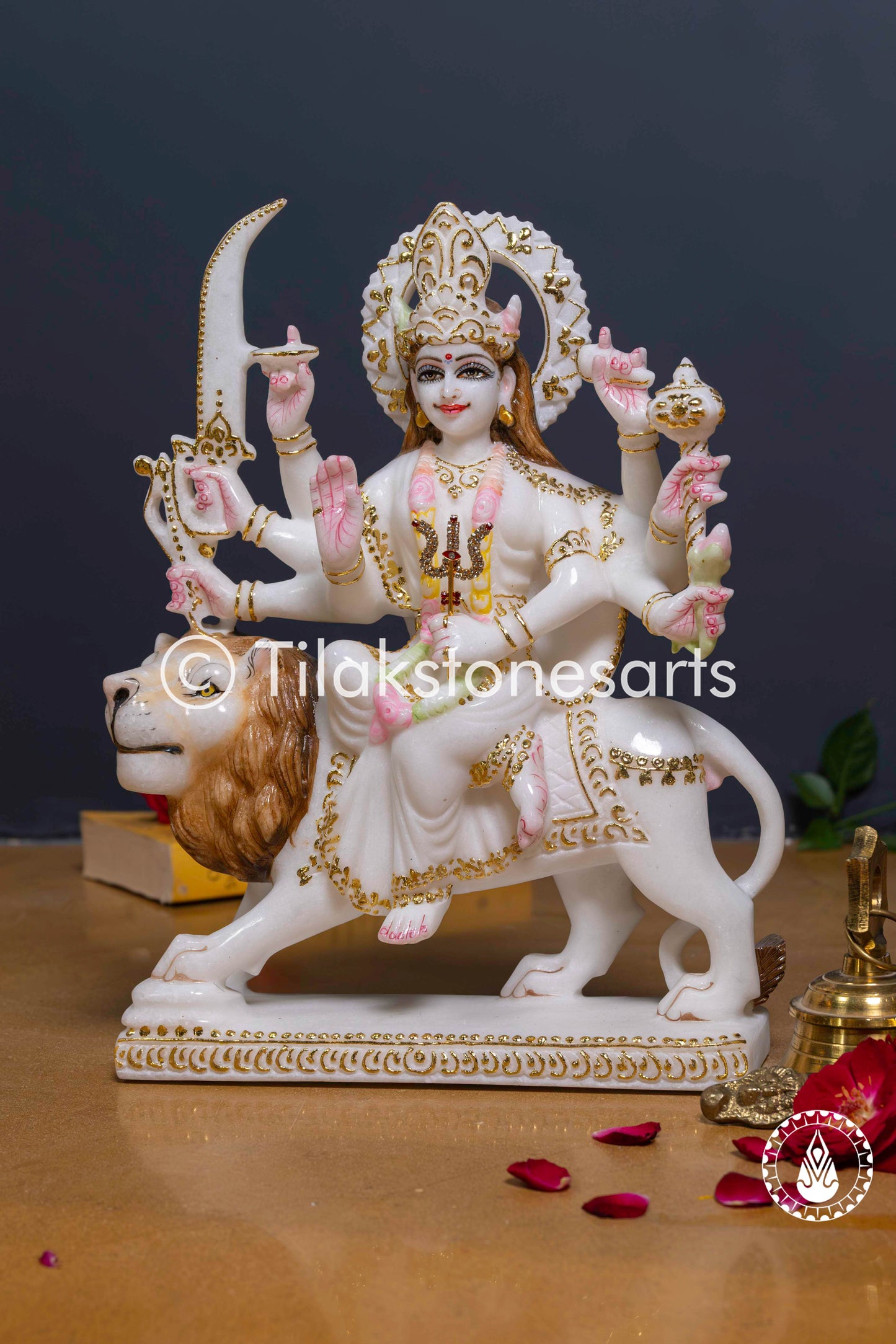 Durga Mata 12" Vietnam Pure White Marble Idol