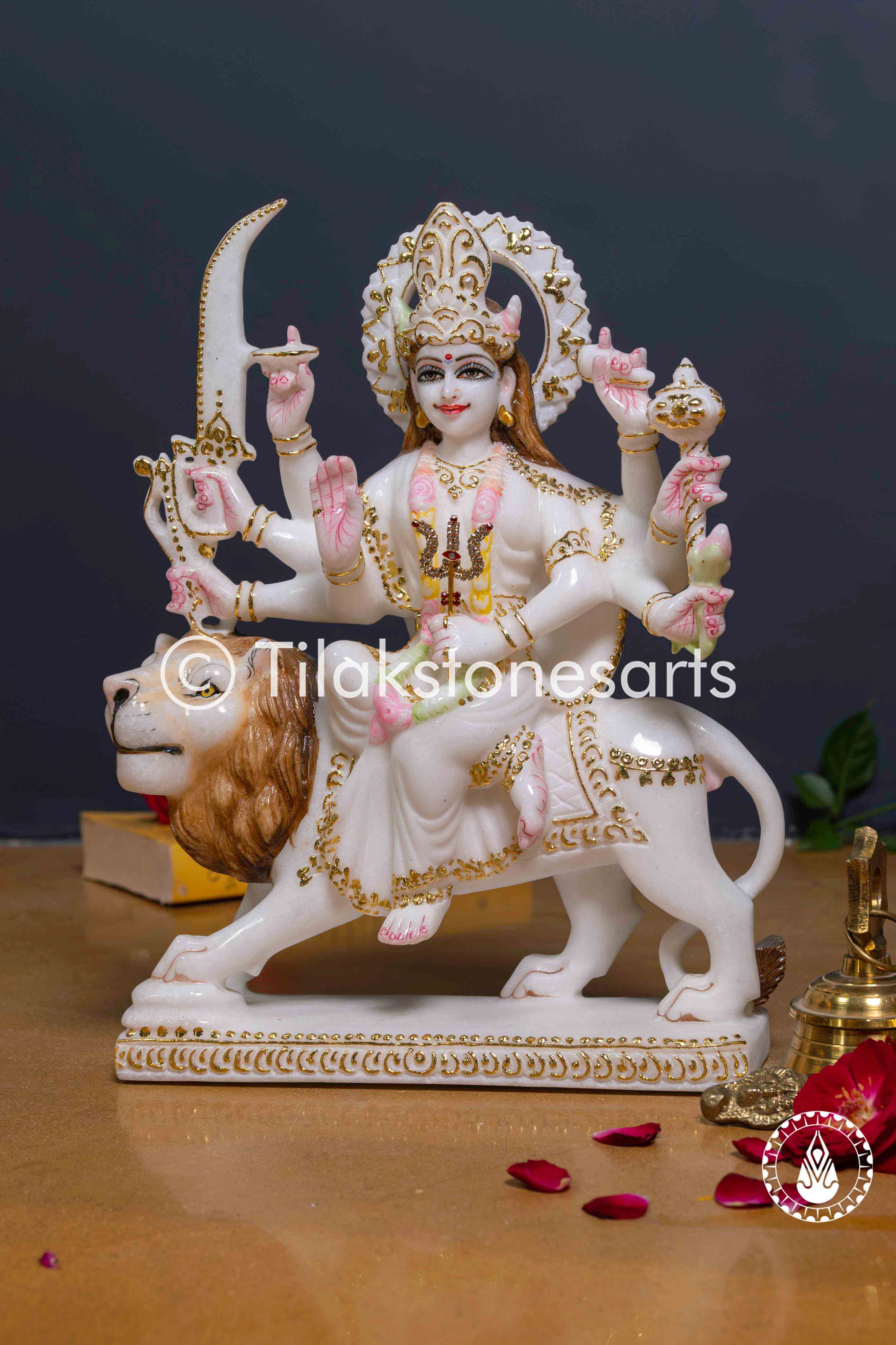 Durga Mata 12" Vietnam Pure White Marble Idol