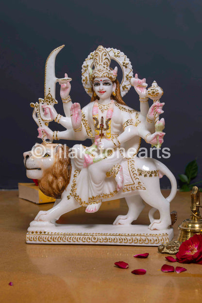 Durga Mata 12" Vietnam Pure White Marble Idol