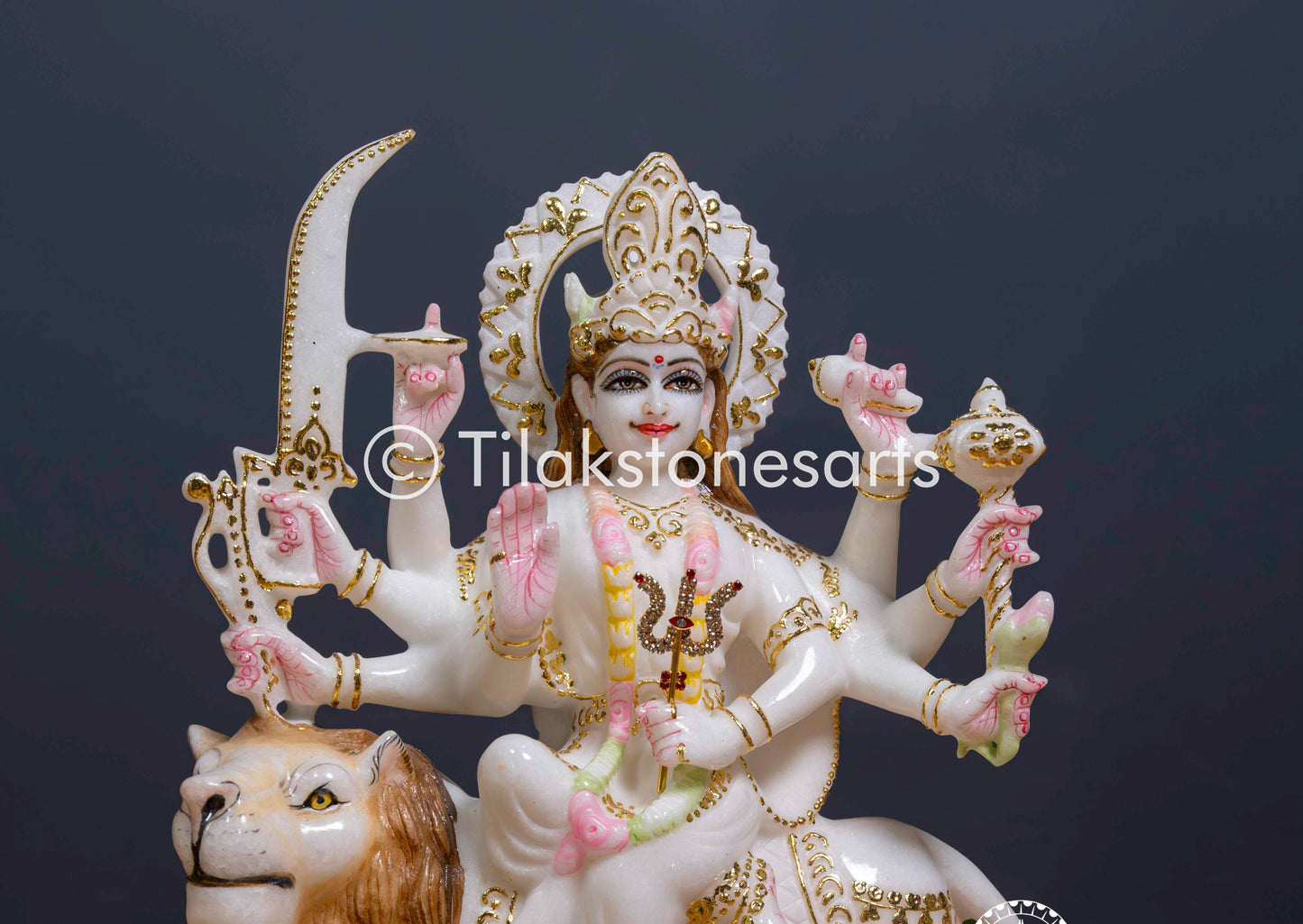 Durga Mata 12" Vietnam Pure White Marble Idol