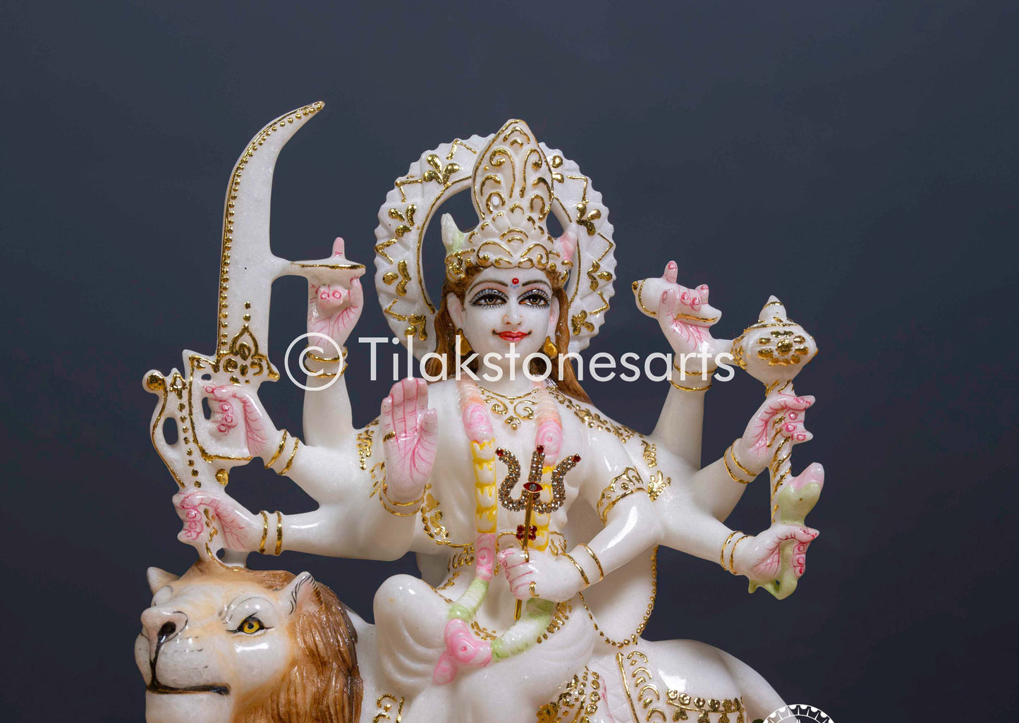 Durga Mata 12" Vietnam Pure White Marble Idol
