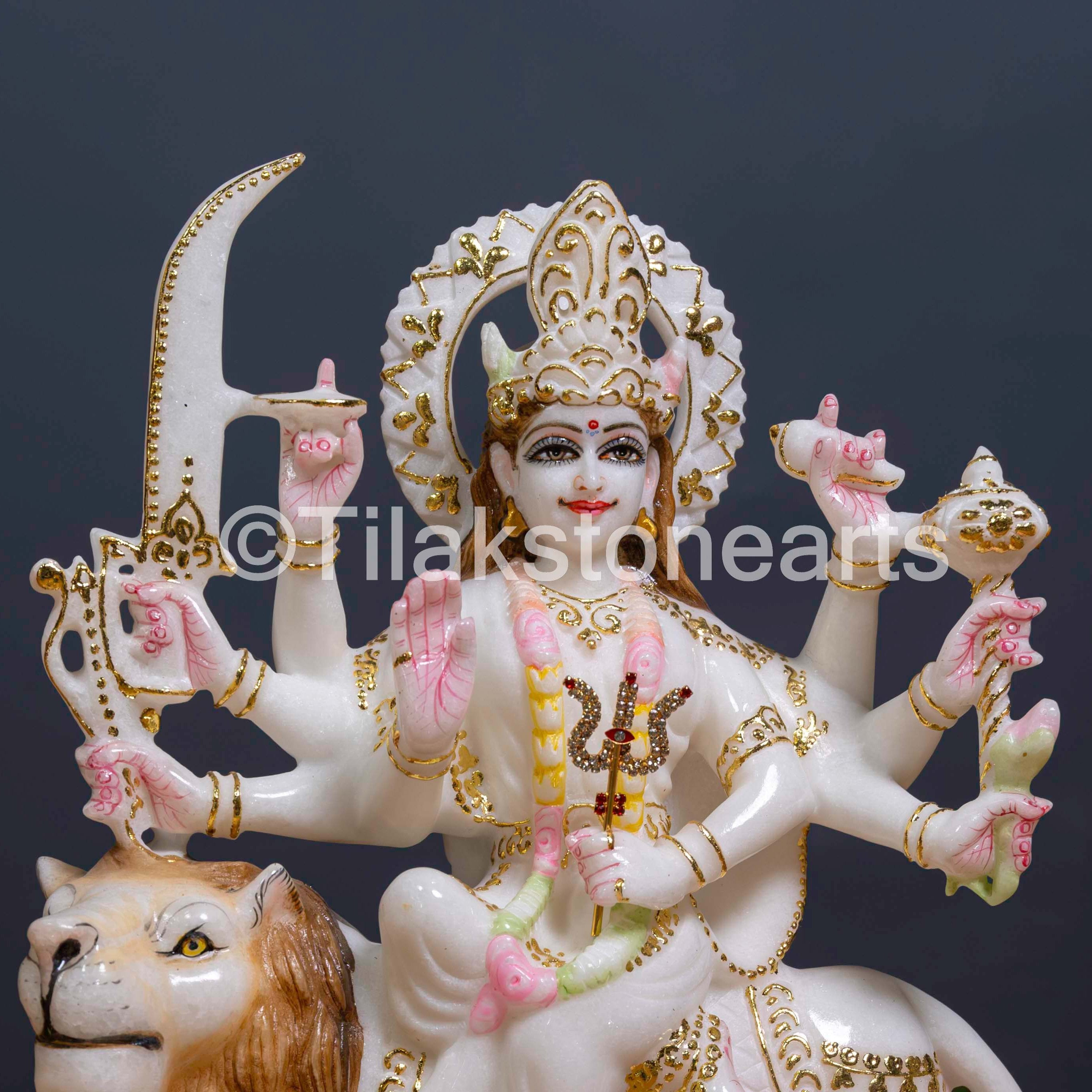 Durga Mata 12" Vietnam Pure White Marble Idol