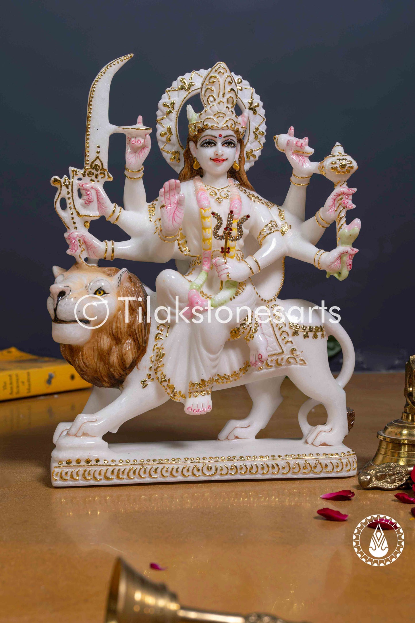 Durga Mata 12" Vietnam Pure White Marble Idol
