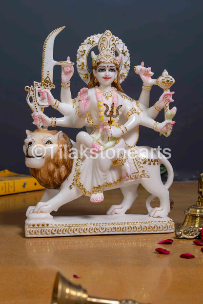 Durga Mata 12" Vietnam Pure White Marble Idol