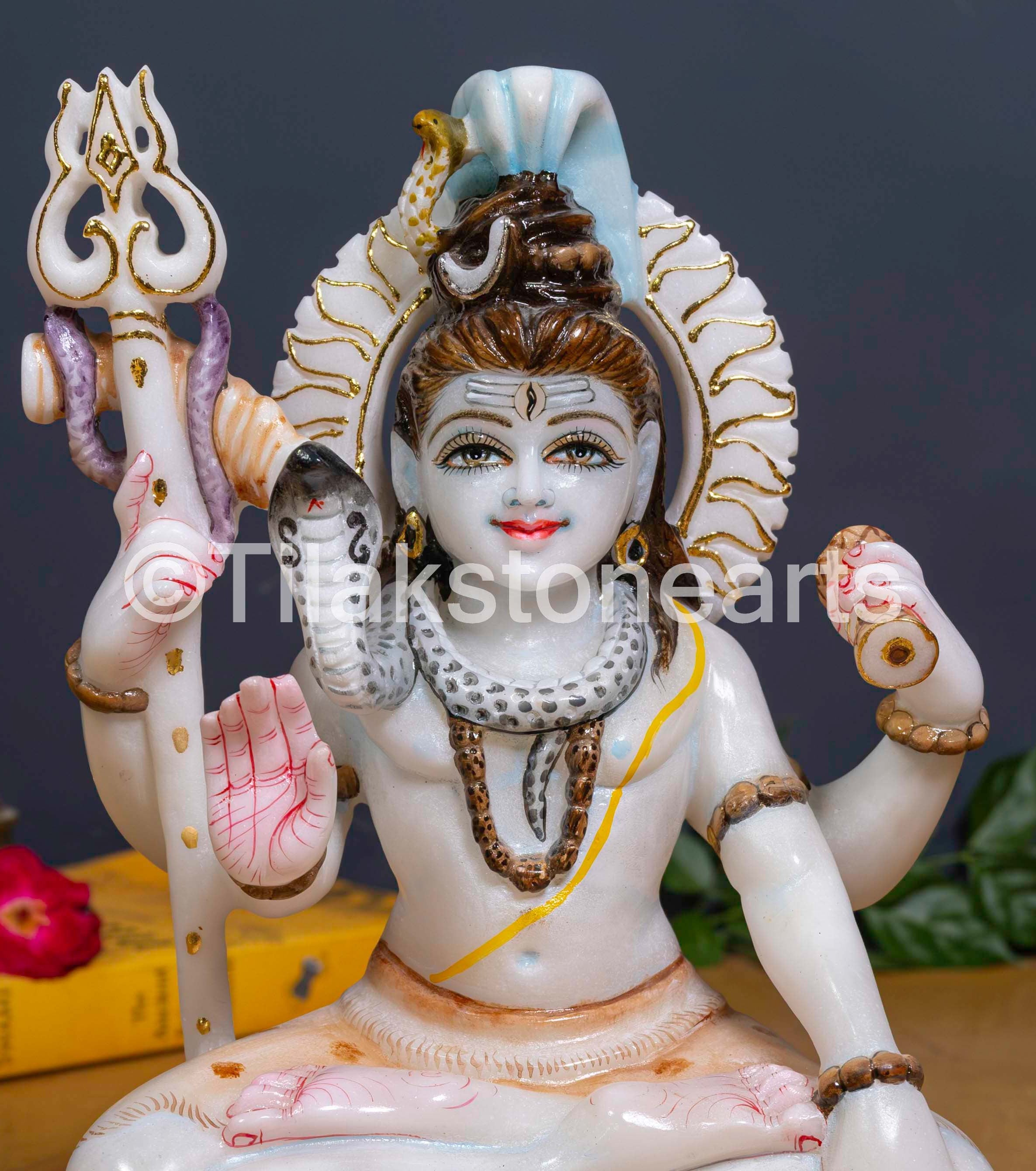 Lord Shiva 12" Vietnam Pure White Marble Idol