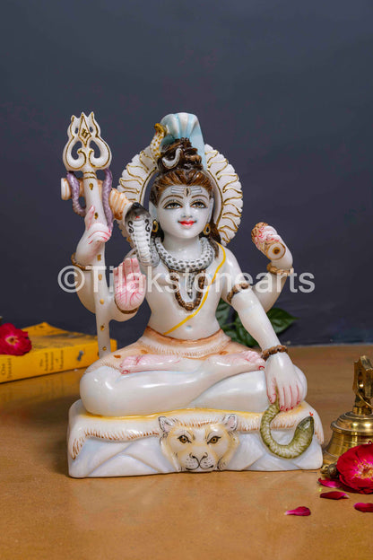 Lord Shiva 12" Vietnam Pure White Marble Idol