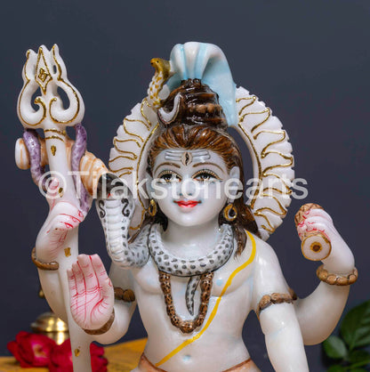 Lord Shiva 12" Vietnam Pure White Marble Idol