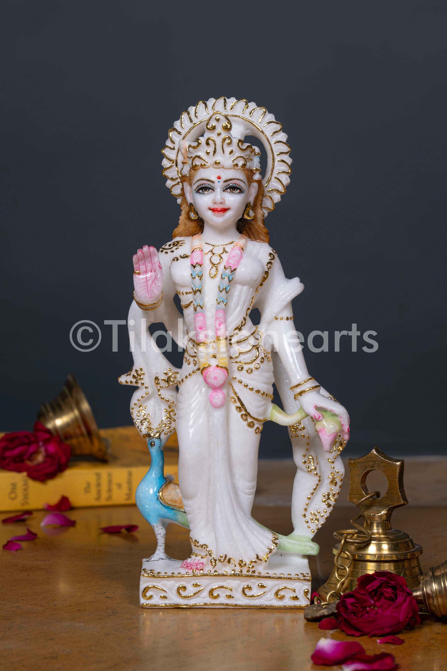 Radha Krishna 12" Vietnam Pure White Marble Idol