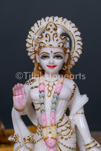 Radha Krishna 12" Vietnam Pure White Marble Idol
