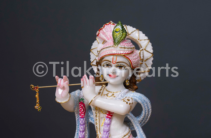 Radha Krishna 12" Vietnam Pure White Marble Idol