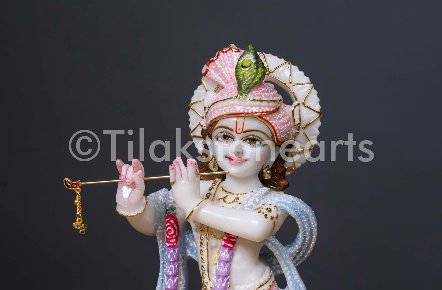 Radha Krishna Pair 12" Vietnam Pure White Marble Idol