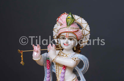 Radha Krishna Pair 12" Vietnam Pure White Marble Idol
