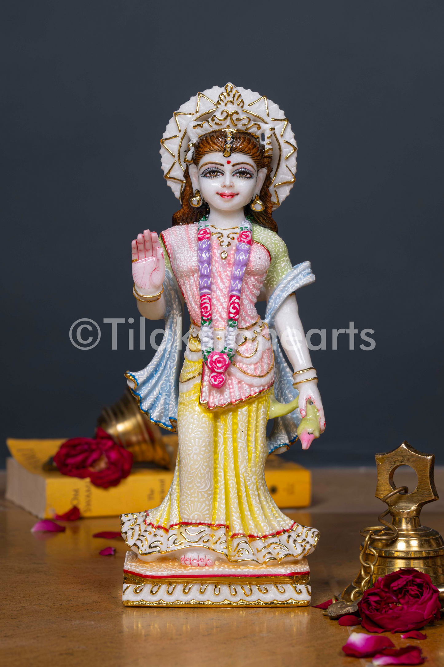 Radha Krishna 12" Vietnam Pure White Marble Idol