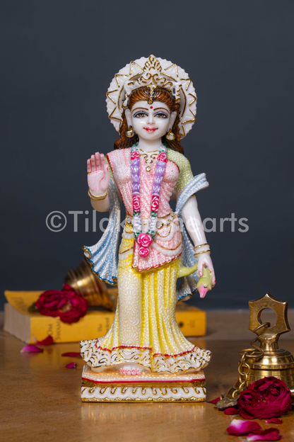 Radha Krishna 12" Vietnam Pure White Marble Idol