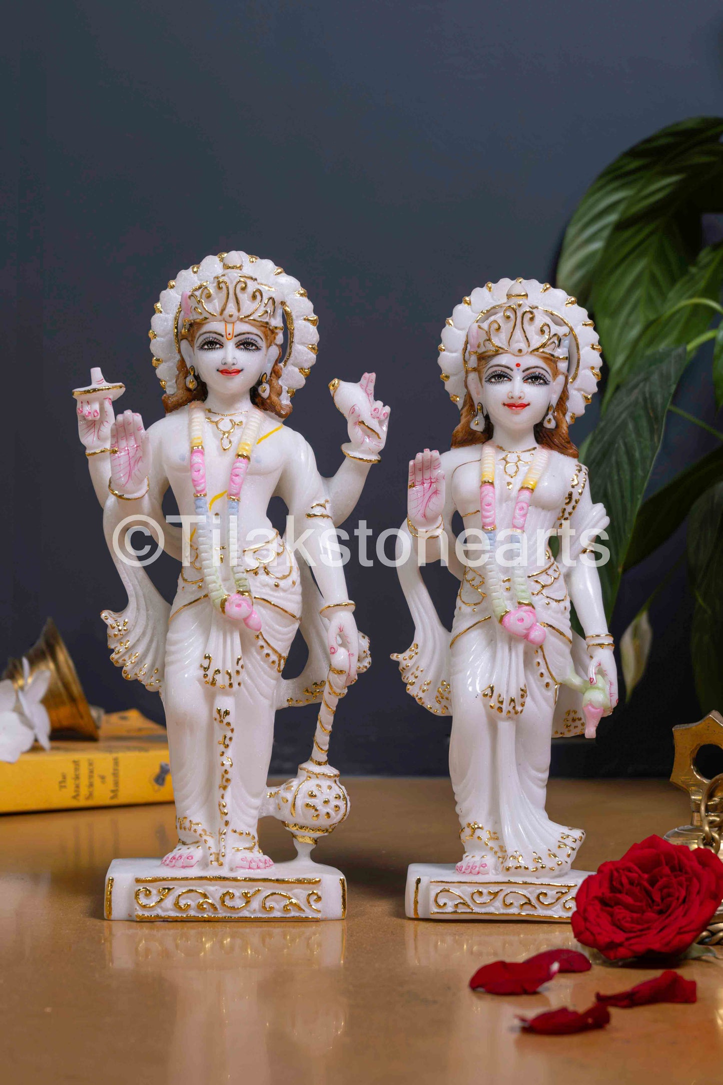 Vishnu Laxmi 12" Vietnam Pure White Marble Idol