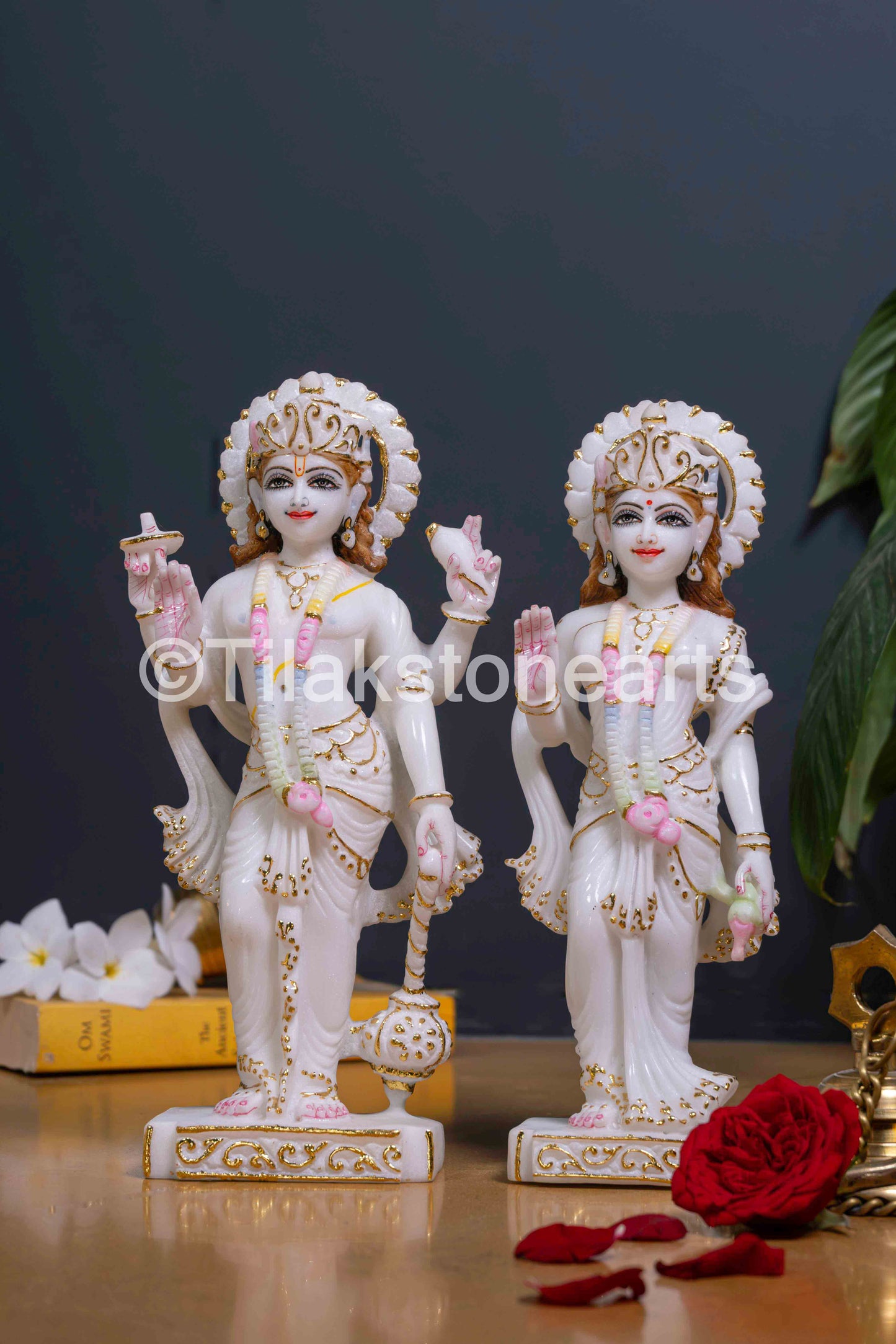 Vishnu Laxmi 12" Vietnam Pure White Marble Idol