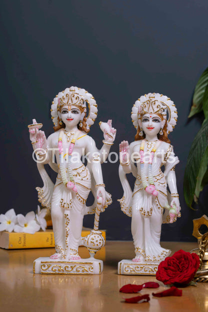 Vishnu Laxmi 12" Vietnam Pure White Marble Idol