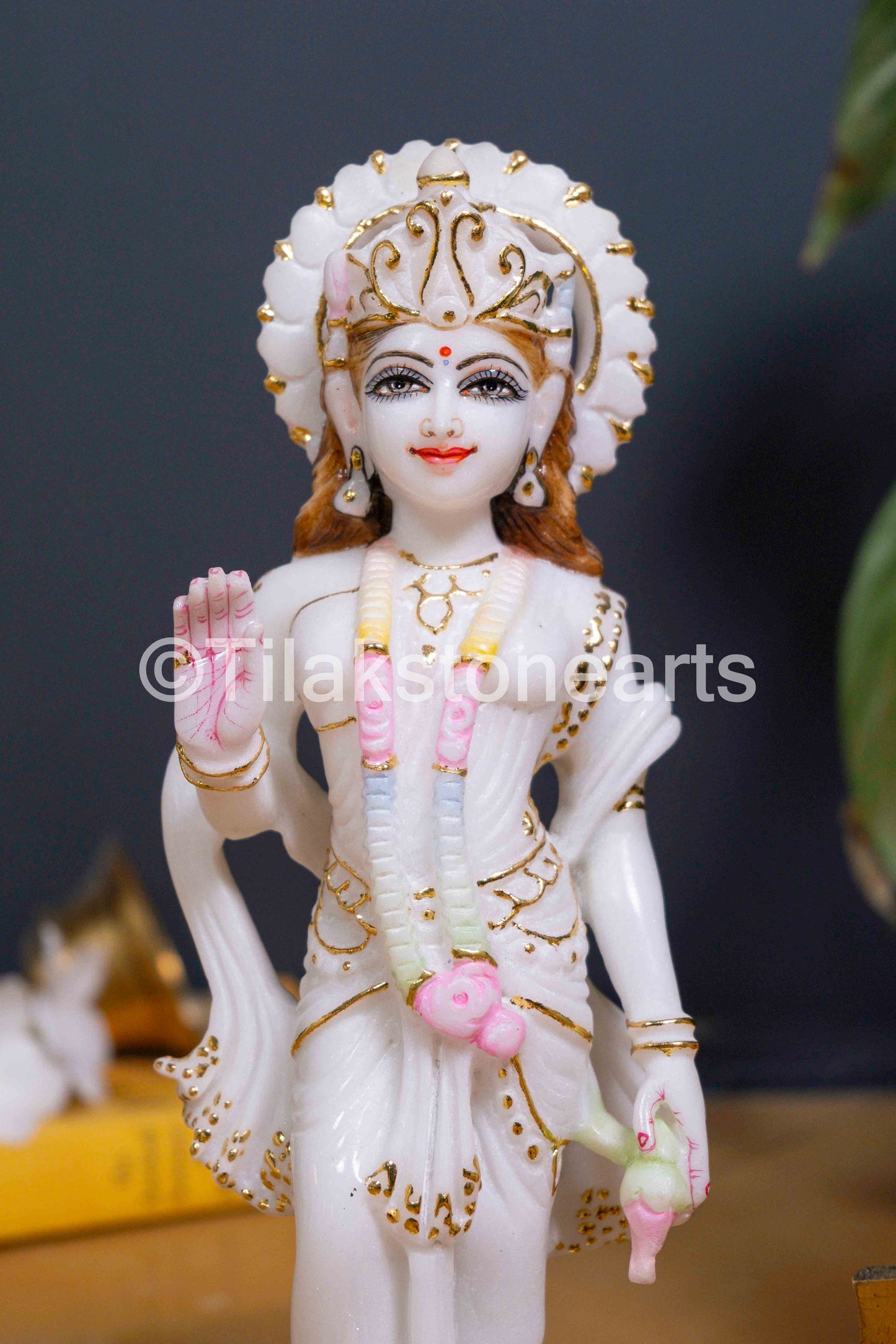 Vishnu Laxmi 12" Vietnam Pure White Marble Idol