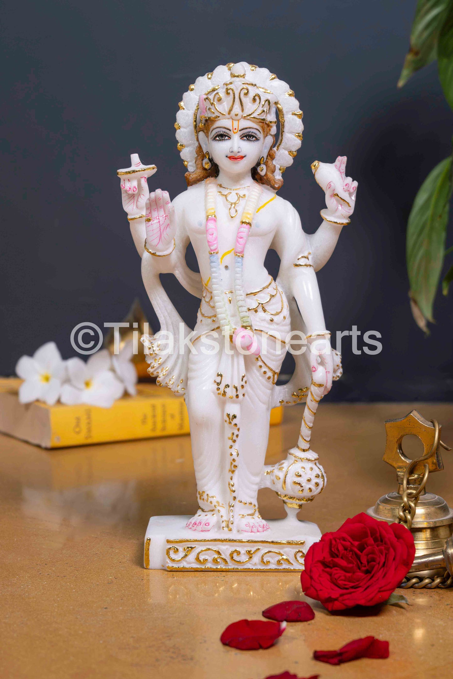 Vishnu Laxmi 12" Vietnam Pure White Marble Idol