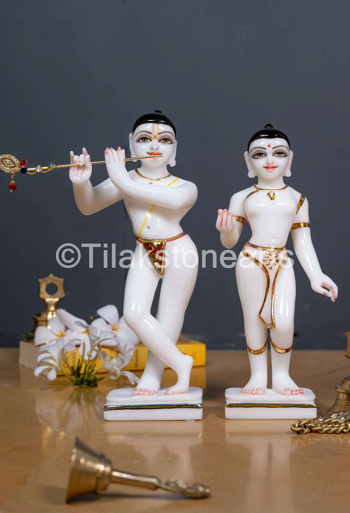 Isckon Radha Krishna 12" Vietnam Pure White Idol