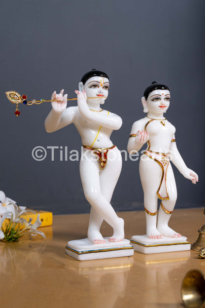Isckon Radha Krishna 12" Vietnam Pure White Idol