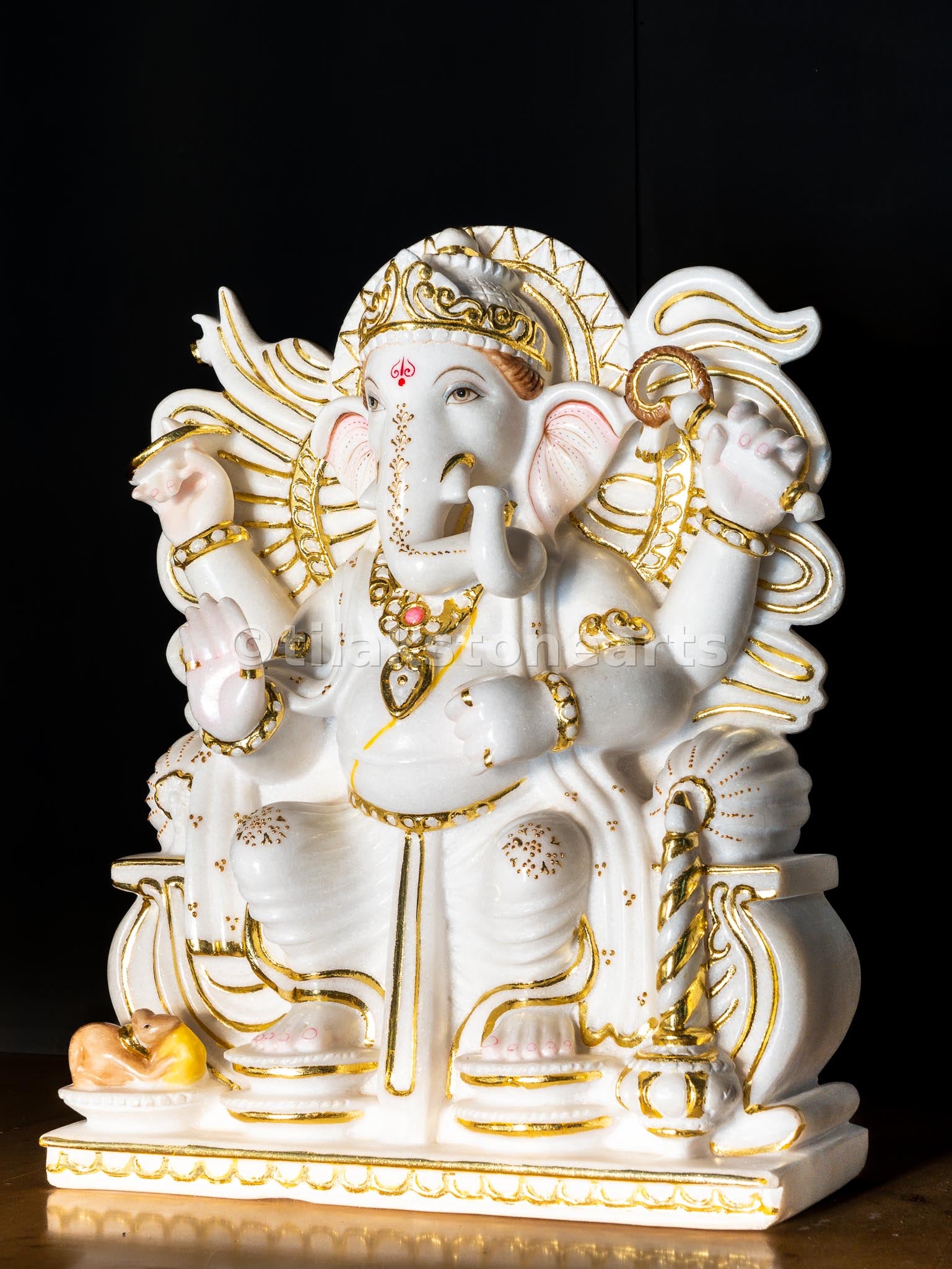 Lord Ganesh 24" Vietnam Pure White Marble Idol