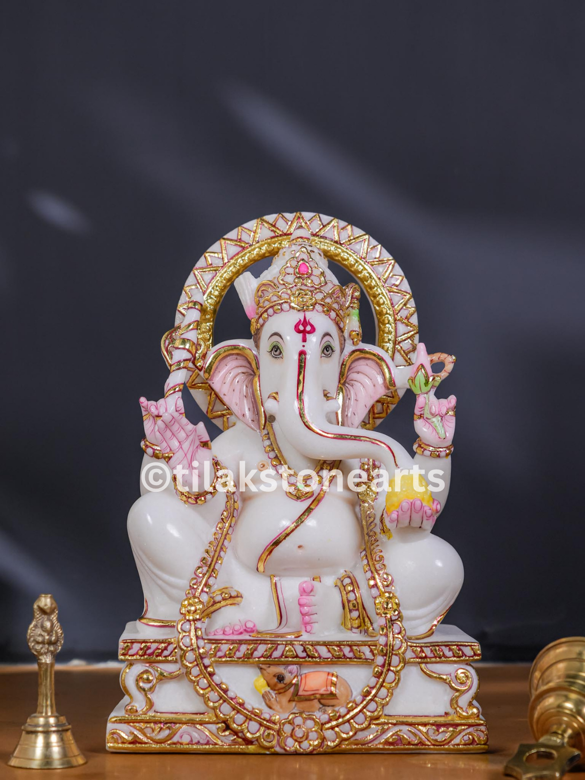 Lord Ganesha 12" Vietnam Pure White Marble Idol