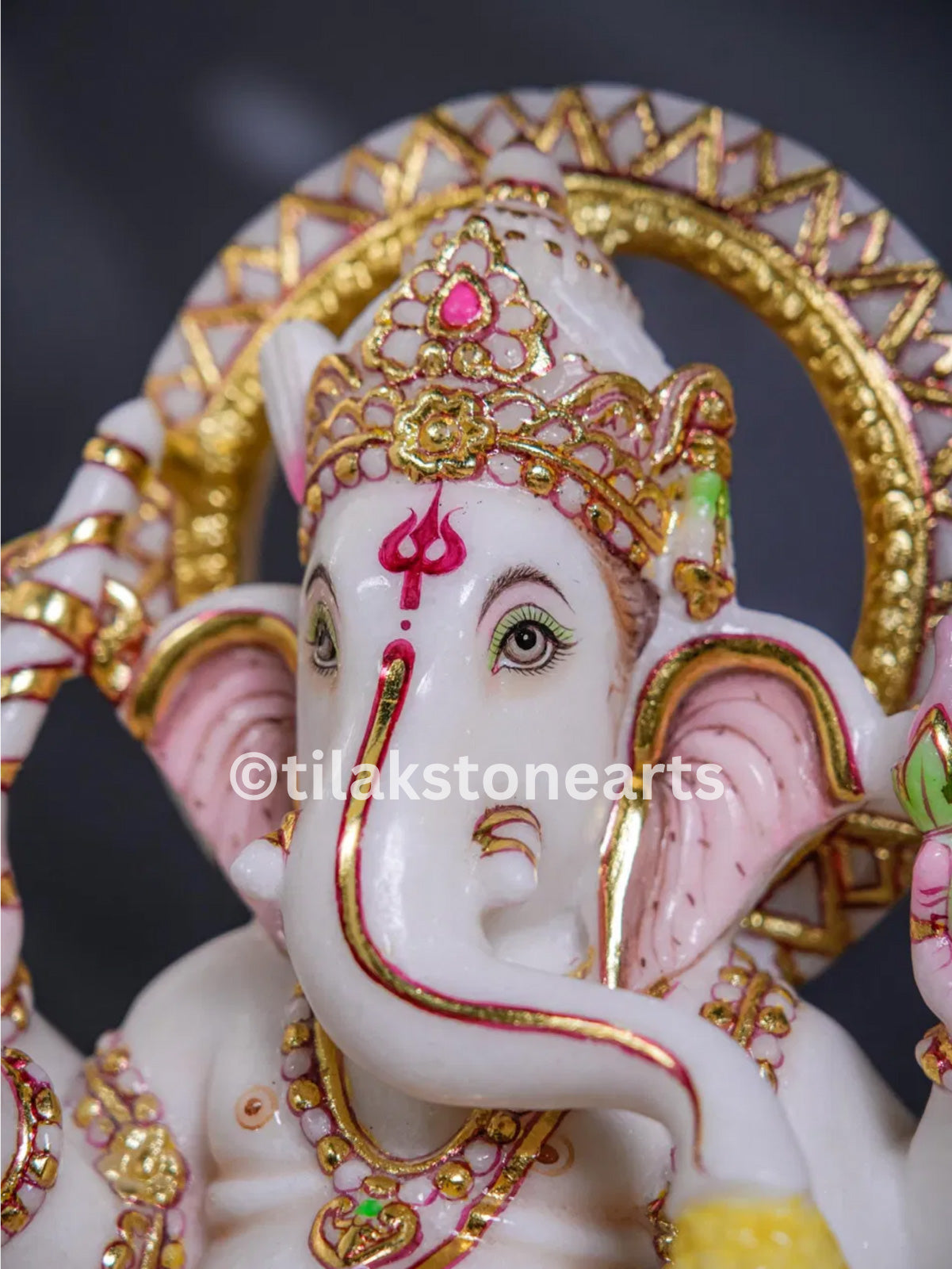Lord Ganesha 12" Vietnam Pure White Marble Idol