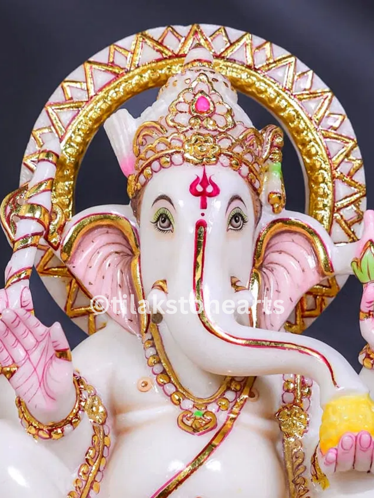 Lord Ganesha 12" Vietnam Pure White Marble Idol